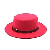 BUXIANGGAN Fedora Trilby Hut Retro Damen Herren Hut Filz Fedora Hüte Gürtelschnalle Verziert Damen Hut Flache Krempe One Size 1