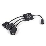 Pumprout Wiederaufladbarer Micro-USB-Hub OTG-Anschluss Splitter Ladekabel für Smartphone Computer Tablet PC Datenkab