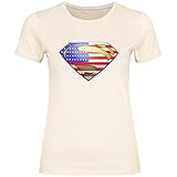 wowshirt Damen T-Shirt Amerikanische USA US Flagge Fahne Siegel, Größe:L, Farbe:N