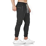 Yageshark Jogginghose Herren Sporthose Baumwolle Fitness Slim Fit Hose Freizeithose Joggers Streetwear (Schwarz,Medium)