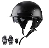 Letetexi Motorradhelm Erwachsene Halbschale Jet-Motorrad Helm mit Visier für Chopper Roller Moped Lokomotive oder Straßenrad zu Fahren ECE-Zertifizierung Mofa Jethelm (55CM~62CM)