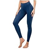 Sportleggins Damen Lang High Waist Warm Yoga Hose Push Up Leggings Thermo Leggings Outdoor Sporthose Fitness Hose Tank Top Langarm atmungsaktiv Pants Tee T-Shirt Blickdicht weiche L