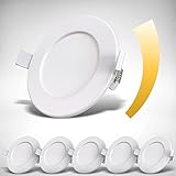 B.K.Licht I 6er Set LED Bad Einbauleuchten I Stufenlos dimmbar I Ultra Flach 30 mm I Ø100 mm Lochbohrung I Ø115 mm I Weiß I 6x 6 W LED Platinen I 6x 450 Lumen I 3.000 K I IP44 I Bad-Einb