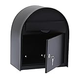 Briefkasten Schwarz abschließbarer, Modern Wandhalterung Schloss & Schlüssel, Außenbereich/Veranda/Büro/Wohnung