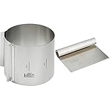 Birkmann RBV, 429413, Easy Baking, Tortenring extra hoch, Höhe 15 cm, Federbandstahl & 429925 Teigkarte, 14.8 x 12