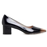 FOWT Damen Pumps mit brünierter Zehenkappe, zweifarbig, quadratischer Zehenbereich, klassischer mittelgroßer breiter Absatz, Pumps, Slip-On-Kleidung, Schuhe, Party, Goldfarben brüniert, 40.5 EU