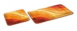 S&S-Shop Badematte Set | Terrakotta | Wave | 2 teilig | rutschfest | WC-Vorleger 50 x 45 cm | Badvorleger 50 x 90 cm | Badteppich | Teppich | Bad | B