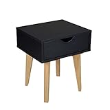 Mid Century Moderner Nachttisch – MDP Nachttisch – Premium-Qualität aus Holz – erhältlich in Schwarz, Weiß, Naturholz – Beistelltisch mit einer Schublade – modernes Design (schwarz)