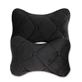 SAXTZDS 2 Stück Auto Nackenkissen Beidseitig Seide Baumwolle Einzelne Kopfstütze Faser Auto Kopfstü