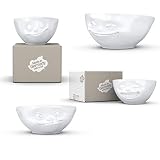Fiftyeight Müslischalen 4er Set | GRINSEND | GLÜCKLICH | LECKER | LACHEND | weiß | 350