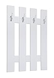 ts-ideen Garderobe Wandgarderobe Flur Diele Paneel Hakenleiste Holz weiß mit 4 Haken 100 x 70