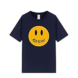 Magnesis Drew House Smiley Face Hoodie Sweater T-Shirt für Damen und Herren, T-Shirt – Schwarz, L