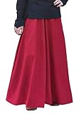 Battle-Merchant Mittelalterlicher Rock Damen Baumwolle | bodenlang und weit ausgestellt in div Farben S-XXL | Mittelalter LARP Kleidung Magd Wikinger (Rot, L)
