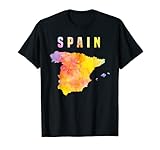 Bunte isolierte Karte Spanien in Aquarell, bunte Farbe T-S