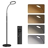 Stehlampe, SUNMORY Stehlampe LED Dimmbar 12W, Leselampe mit 4 Farbtemperaturen mit stufenlosem Dimmen, Fernbedienung und Touch-Steuerung,1H Timer, Stehleuchte für Wohnzimmer,Schlafzimmer, Büro,Schw