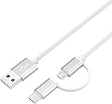 Galaxy Tab Ladekabel passend für Samsung Galaxy Tab A E, S, S2, 3, 4, 10.1 Zoll, 7, 8, 8.4, 9.7 Zoll, SM-T580/T380/T280/P580/T380/T387 Tablet Ladegerät Adapter Daten 2-in-1 USB Typ C Micro-USB