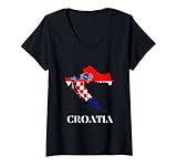 Damen Kroatien-Flagge T-Shirt mit V