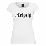 Damen T-Shirt #Leipzig Größe S Farbe Weiss Druck schw