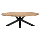 MÖBEL IDEAL Esstisch Eiche Massivholz Natur geölt Tisch Oval 220 x 110 x 76 cm Esszimmertisch Massiv W