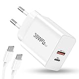 30W USB C Ladegerät, aifulo USB C Netzteil PD3.0 PPS Ladestecker, Schnellladegerät 2-Port kompatibel mit MacBook, für Pixel 6/6 Pro, iPhone 13/13 Pro/13 Pro Max/12/11 Ersatzladegerät mit 2M Ladekab