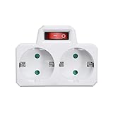 JWBOSS Doppelsteckdose Adapter mit Schalter, 2 in 1 Doppelstecker mit unabhängigem Sicherheitsschalter, Erweiterung Netzteil tragbarer Mini-Reisesteckteilstecker für Büro, Heim und R