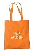 illustratedidentity Pizza Obsessed Tragetasche 37,5 x 42 cm mit langen Griffen, Orange - Orange - Größe: Einheitsgröß