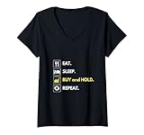 Damen Essen Sie Schlaf kaufen und halten Repeat Invest-Aktien T-Shirt mit V