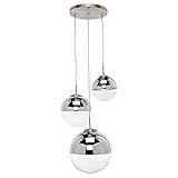 Lindby Pendelleuchte Glas Metall, 3 Schirme Ø30, 25, 20 cm, Hängelampe 3x E27 max. 40W, ohne Leuchtmittel, G