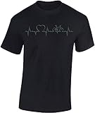 T-Shirt: Heartbeat Bike - Fahrrad Geschenke für Damen & Herren Mann Männer Frau-en - Mountain-Bike MTB Rennrad Fixie Outdoor Sport Trikot - Herzschlag EKG Herzfrequenz Herz Love Puls Kardio (M)