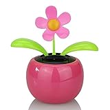 Solarbetriebenes Flip Flap Tanzendes Blumenspielzeug, Solarbetriebene Tanzende Blume Auto Armaturenbrett Ornamente, Auto Solarbetriebene(Pink)