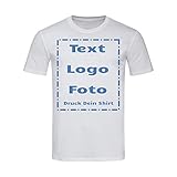 Kinder T-Shirt Bedrucken Lassen. Fotorealistischer Druck vorne/hinten selber gestalten. T-Shirts für Mädchen & Jungen. Bio & Ökotex-100 Zertifiziert | Personalisiert (Weiss, 110-116)