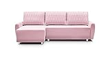 Ecksofa mit Schlaffunktion Sofa Polster Set L-förmiges Polstersofa mit Ottomane Freizeitset, Ottomane kann beidseitig montiert Werden (235cmx143cmx87cm)-KUGA (Rosa)