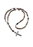 JUSTSHISEN Mann Gebet Perle Halskette Hämatit Kreuz Anhänger mit Tiger Eye Onyx Katholische Christ Rosary Halskette Vintage Schmuck