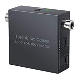 PROZOR DAC Digital Audio Konverter Koaxialer zu Optischer & Optischer zu Koaxialer 1 In 2 Out SPDIF Toslink Splitter Digitaler Audio Switcher Unterstützt LPCM2.0/ DTS/Dolby-AC3/ 5.1CH