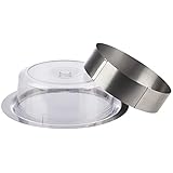 Amazon Brand – Umi Edelstahl Kuchenplatte (Ø 38 cm) inkl. Frischehaltehaube + verstellbarem Tortenring (Ø 16,5-32 cm), Made in Germany