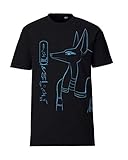 Anubis T-Shirt - Ägypten Shirt personalisiert mit Name in Hieroglyphen für Herren (S, Schwarz-Saphirblau)