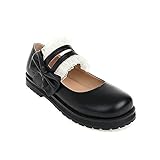 ForeMode Damen Bequeme Knöchelriemen Mary Jane Flats Walking Casual Schuhe, Schwarz5, 38 EU