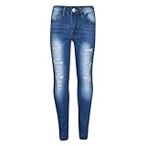 YOOJIA Mädchen Jeans Hosen Jeans Bleistifthose Skinny Fit Hüftjeans Modern Danim Freizeihose Kinder Hose Alltag Freizeit A Blau 152-158