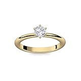 Goldring Verlobungsringe Gold (Silber 925 hochwertig vergoldet) von AMOONIC mit SWAROVSKI Zirkonia Ring Stein +LUXUSETUI! Gelbgold Ring Zirkonia wie Diamant Damen Ringe Verlobung AM195VGGGZIFA54