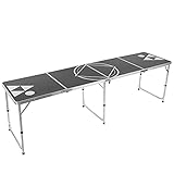 Beer Pong Tisch Set,Classic Party Spiel Aluminium-Klapptisch Picknicktisch Wasserdicht Outdoor Flohmarktisch Beistelltisch C240 x 60 x 70