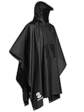 Regenponcho Wandern Radfahren Outdoor 3in1 Damen/Herren Regencape Wiederverwendbar Poncho Umhang Matte Regenmantel Schw