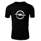 OPEL T-Shirt Logo Clipart Herren CAR Auto Tee TOP SCHWARZ WEIß Short Sleeves (SCHWARZ, XL)