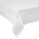 Damast Tischdecke Größe wählbar - Gastro Edition Weiss Eckig 130 x 130 cm Tischdecke mit Atlaskante aus 100 % Baumw