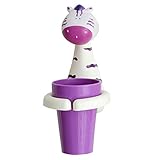 yanghui Zahnbürstenhalter Für Kinder | Zahnputzbecher Kinder | Organizer Für Zahnbürsten | Zahnpasta Utensilien Kinder, Zebra Löwe Giraffe Cartoon Design, mit Saugnapf, Für Babys U