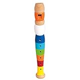 Bino world of toys Flöte Musikspielzeug Blockflöte Kinderflöte aus Holz Spielzeug für Kinder ab 3 Jahre (6 Tonlöcher, für musikalische Früherziehung, Maße: 20 x 3 x 3 cm), B