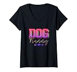 Damen Hunde Nanny für das Mädchen, das Hunde einfach liebt Pink T-Shirt mit V