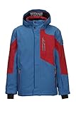 killtec Skijacke Jungen Zado Jr - Winterjacke Kinder mit Kapuze und Schneefang - Snowboardjacke Jungen sportlich mit Skipasstasche - wasserdicht & winddicht, blau, 128