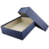 Hochwertige Aufbewahrungs- und Geschenkboxen - 1 Stück - DIN A4 - Dunkelblau (Blau) bezogen - 302 x 213 x 70