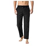 BIBOKAOKE Hosen Herren Leinenoptik Loose Freizeithosen Fashion Einfarbig Arbeitshose Regular Fit Heimhose Leichte Stretch Sporthose Elastische Taille Yogahose Jogginghose S