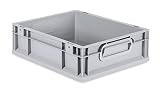 aidB Eurobox NextGen Grip, 400x300x120 mm, Griffe geschlossen, robuste Plastikbox aus Kunststoff mit ergonomischen Griffen, stapelbare Kunststoffkiste, ideal für die Industrie, 1S